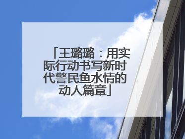 王璐璐：用实际行动书写新时代警民鱼水情的动人篇章