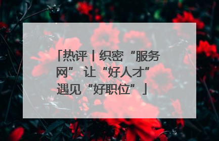 热评丨织密“服务网” 让“好人才”遇见“好职位”