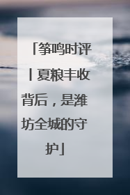 筝鸣时评丨夏粮丰收背后，是潍坊全城的守护