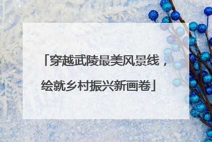 穿越武陵最美风景线，绘就乡村振兴新画卷