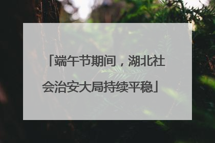端午节期间，湖北社会治安大局持续平稳