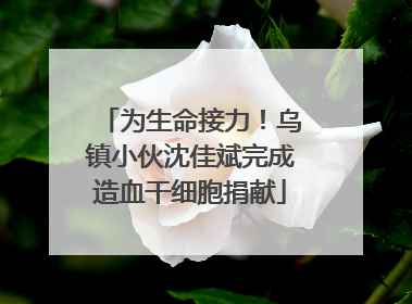 为生命接力！乌镇小伙沈佳斌完成造血干细胞捐献
