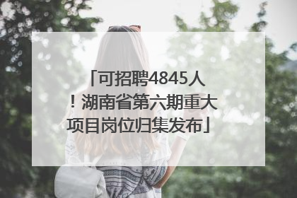 可招聘4845人！湖南省第六期重大项目岗位归集发布