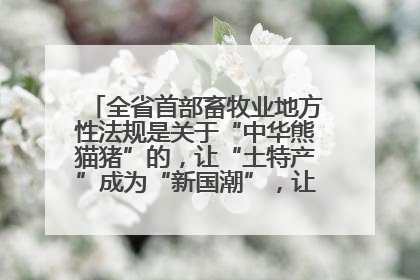 全省首部畜牧业地方性法规是关于“中华熊猫猪”的，让“土特产”成为“新国潮”，让“农产品”升格为“城市IP”