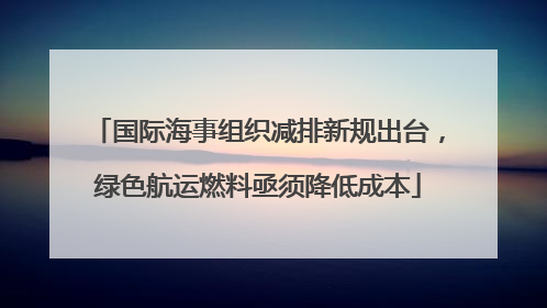 国际海事组织减排新规出台，绿色航运燃料亟须降低成本