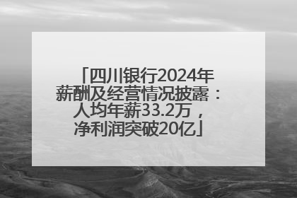 四川银行2024年薪酬及经营情况披露：人均年薪33.2万，净利润突破20亿