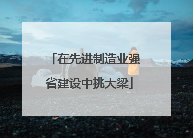 在先进制造业强省建设中挑大梁