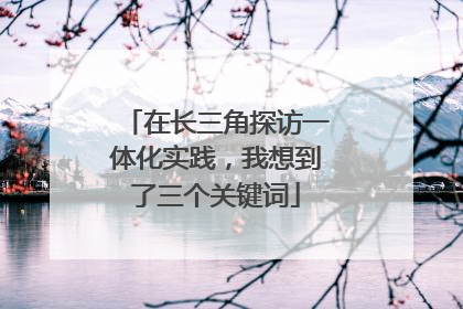 在长三角探访一体化实践，我想到了三个关键词