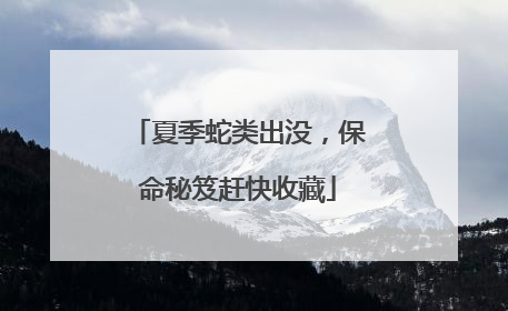 夏季蛇类出没，保命秘笈赶快收藏