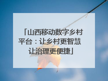 山西移动数字乡村平台：让乡村更智慧 让治理更便捷