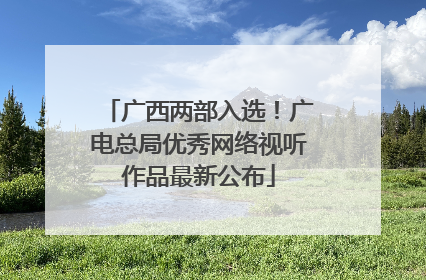 广西两部入选！广电总局优秀网络视听作品最新公布