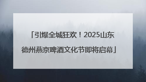 引爆全城狂欢！2025山东德州燕京啤酒文化节即将启幕