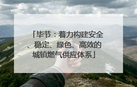 毕节：着力构建安全、稳定、绿色、高效的城镇燃气供应体系