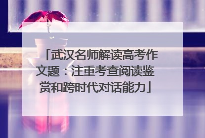 武汉名师解读高考作文题：注重考查阅读鉴赏和跨时代对话能力