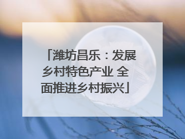 潍坊昌乐：发展乡村特色产业 全面推进乡村振兴