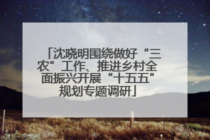 沈晓明围绕做好“三农”工作、推进乡村全面振兴开展“十五五”规划专题调研