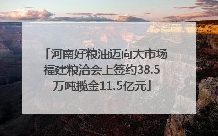 河南好粮油迈向大市场 福建粮洽会上签约38.5万吨揽金11.5亿元