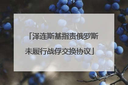 泽连斯基指责俄罗斯未履行战俘交换协议