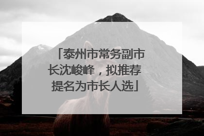 泰州市常务副市长沈峻峰，拟推荐提名为市长人选
