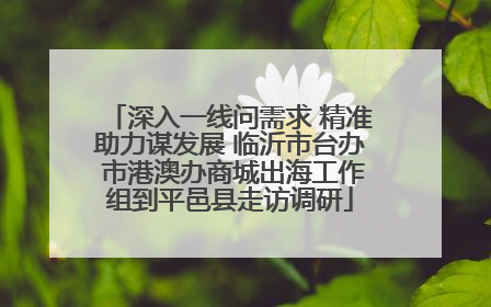深入一线问需求 精准助力谋发展 临沂市台办 市港澳办商城出海工作组到平邑县走访调研