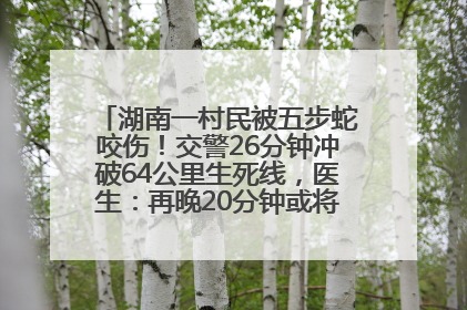湖南一村民被五步蛇咬伤！交警26分钟冲破64公里生死线，医生：再晚20分钟或将呼吸肌麻痹