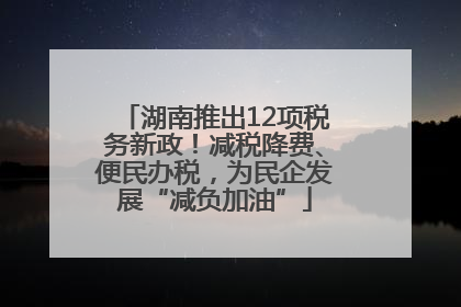 湖南推出12项税务新政！减税降费、便民办税，为民企发展“减负加油”
