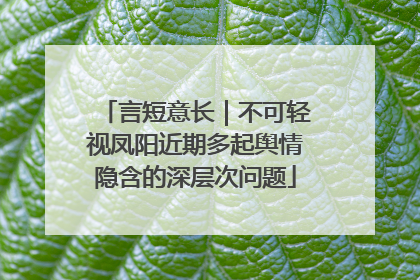 言短意长｜不可轻视凤阳近期多起舆情隐含的深层次问题