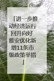 进一步推动经济运行回升向好 雅安优化新增11条市级政策举措