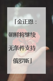 金正恩：朝鲜将继续无条件支持俄罗斯